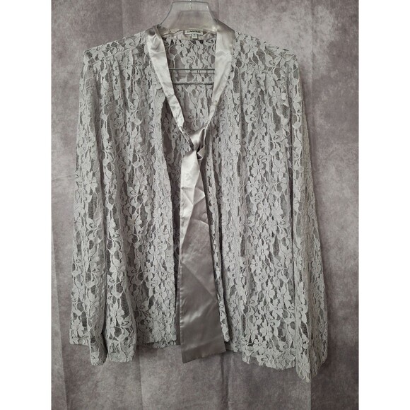 J. Peterman Silver Necktie Lace Jacket Womens Sz 12 Victorian Fairycore Dainty - Picture 3 of 12